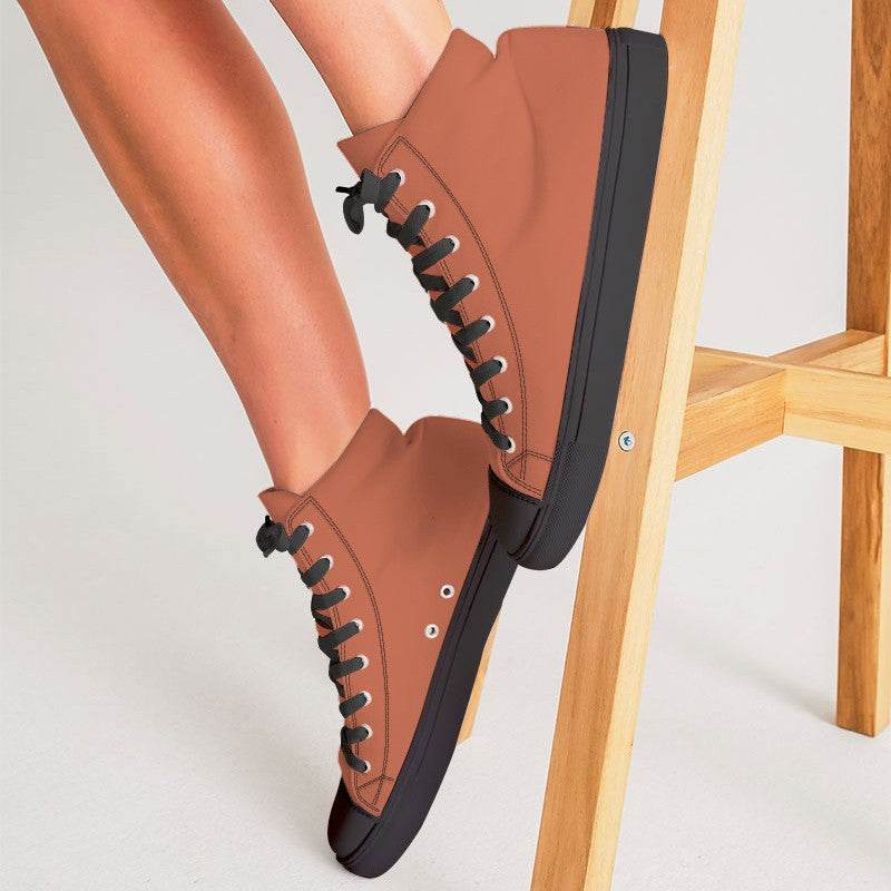 Terracotta Women's High-Top Canvas Sneakers (OR3-ME-ME) - Woman CloseUp