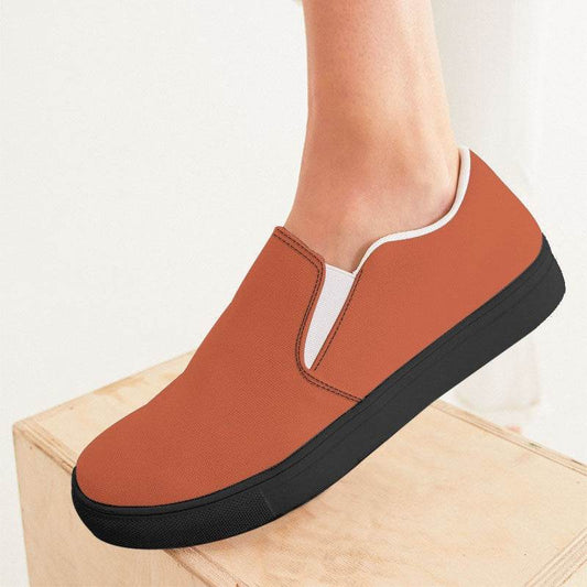 Terracotta Women's Slip-On Canvas Sneakers (OR3-ME-ME) - Woman CloseUp
