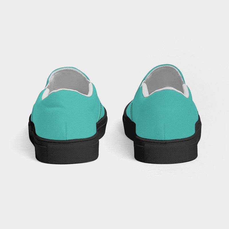 Turquoise Women's Slip-On Canvas Sneakers (CBG3-BR-ME) - Back