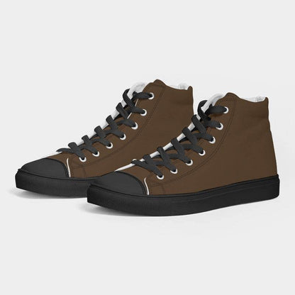 Vintage Brown Men's High-Top Canvas Sneakers (O-FM-DA) - Side 3