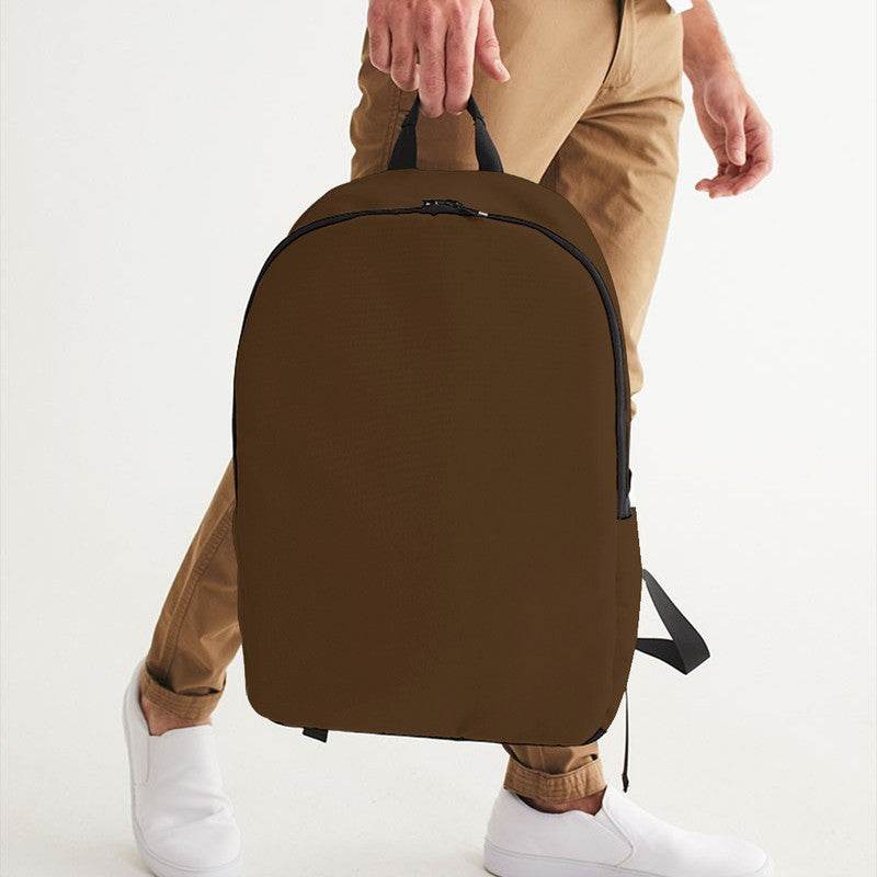 Vintage Brown Waterproof Backpack (O-FM-DA) - Man Holding CloseUp