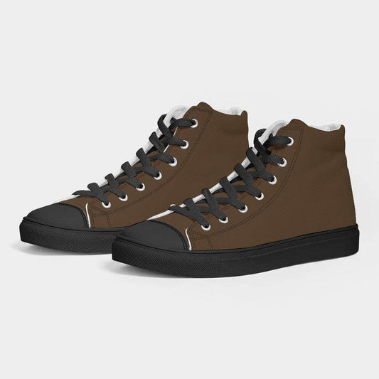 Vintage Brown Women's High-Top Canvas Sneakers (O-FM-DA) - Side 3