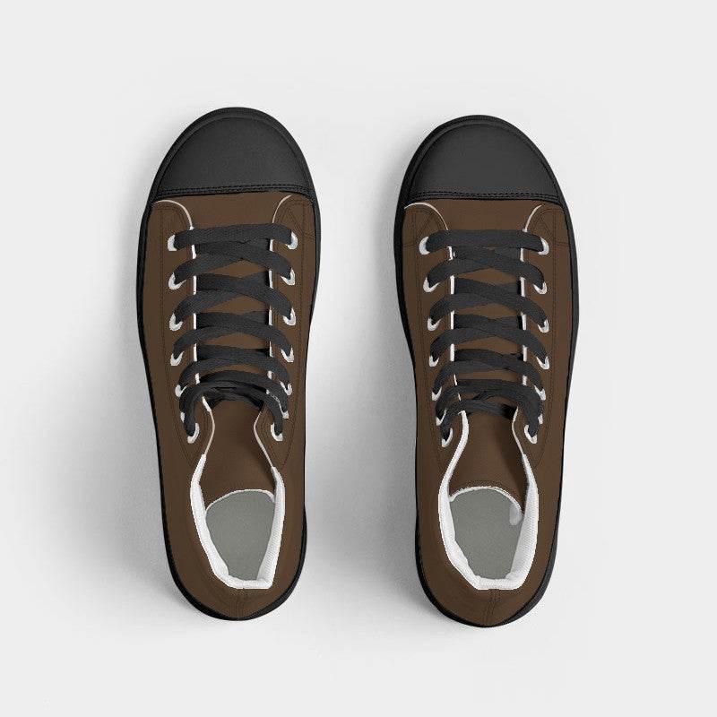 Vintage Brown Women's High-Top Canvas Sneakers (O-FM-DA) - Top