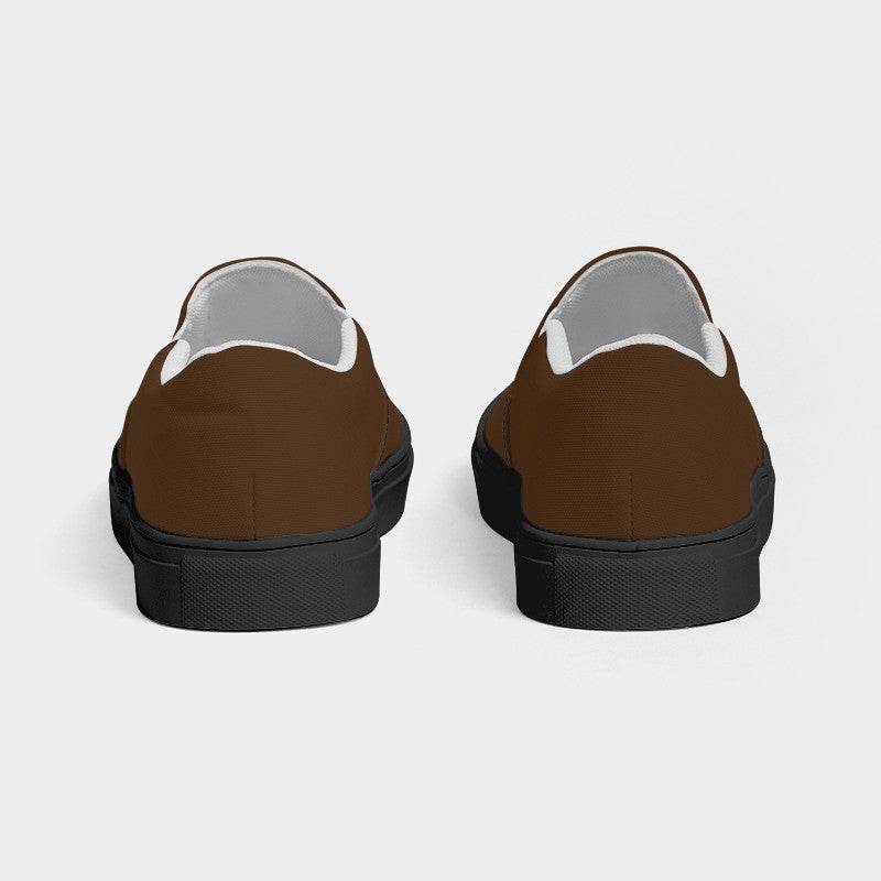 Vintage Brown Women's Slip-On Canvas Sneakers (O-FM-DA) - Back