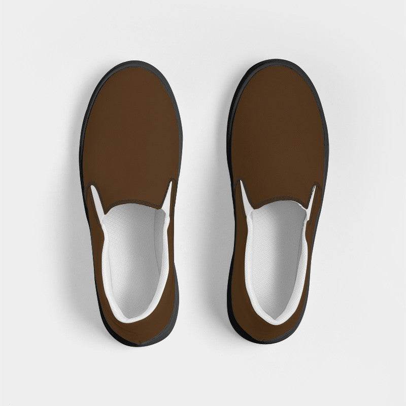Vintage Brown Women's Slip-On Canvas Sneakers (O-FM-DA) - Top