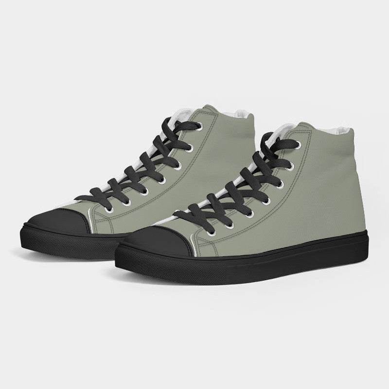 Vintage Gray Men's High-Top Canvas Sneakers (L-NE-ML) - Side 3