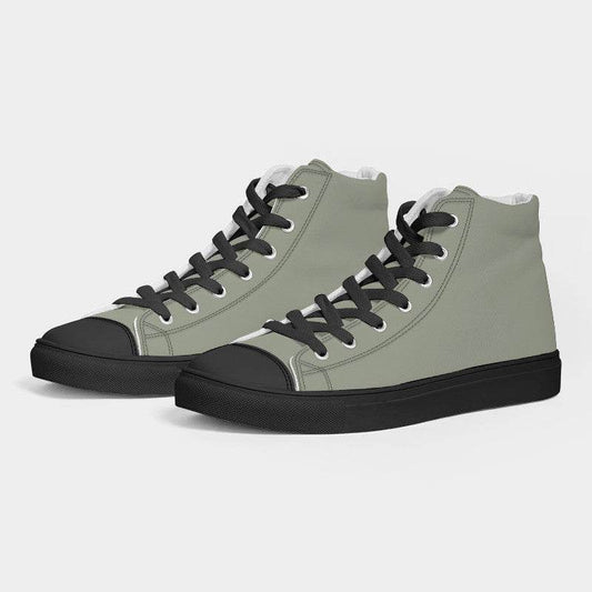 Vintage Gray Women's High-Top Canvas Sneakers (L-NE-ML) - Side 3