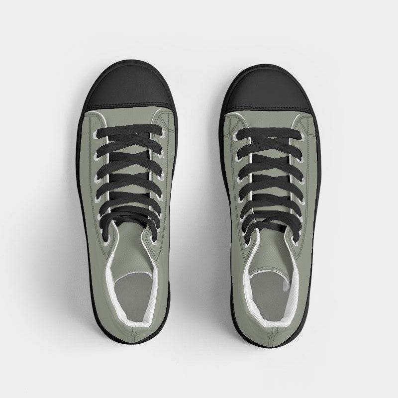 Vintage Gray Women's High-Top Canvas Sneakers (L-NE-ML) - Top