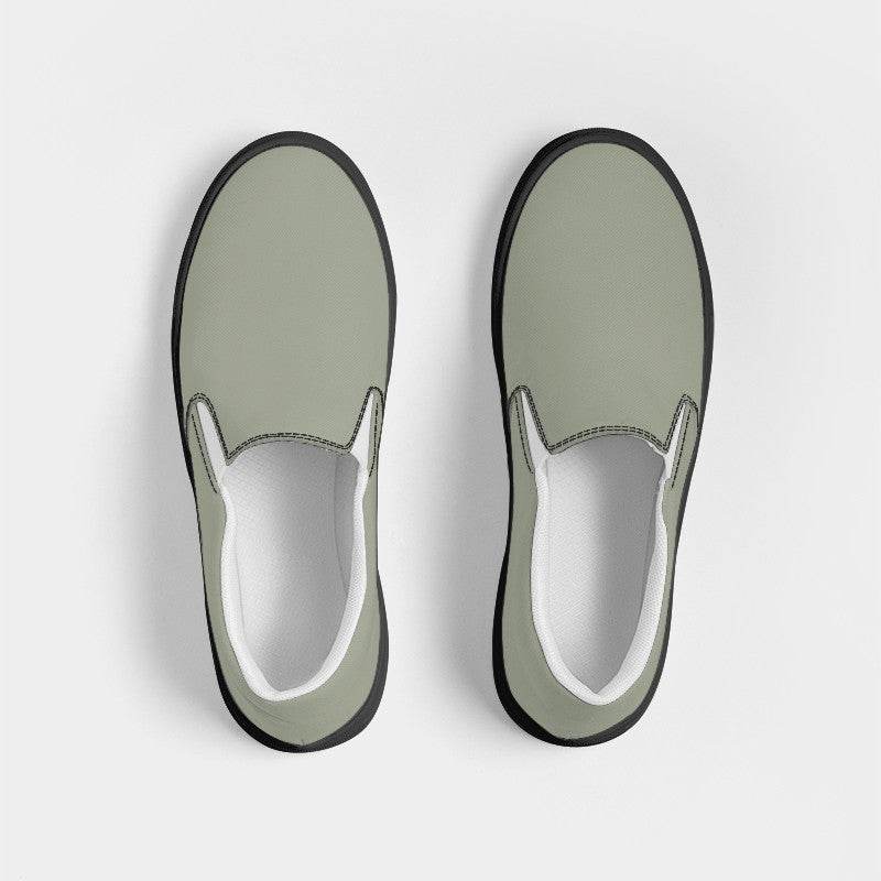 Vintage Gray Women's Slip-On Canvas Sneakers (L-NE-ML) - Top
