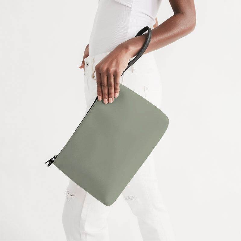 Vintage Gray Zip Pouch (L-NE-ML) - Side Holding