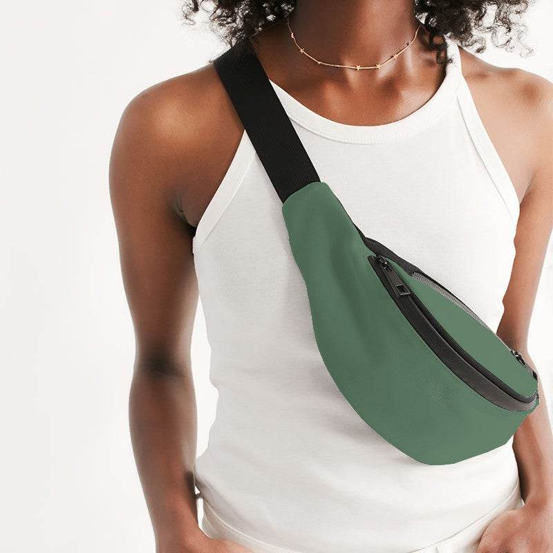 Vintage Green Belt Bag (G-FM-ME) - Woman Front CloseUp