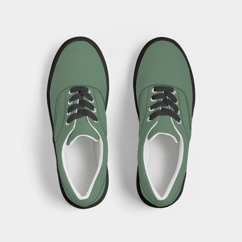 Vintage Green Men's Canvas Sneakers (G-FM-ME) - Top