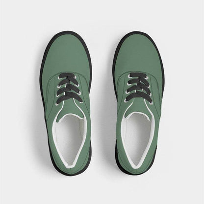 Vintage Green Men's Canvas Sneakers (G-FM-ME) - Top
