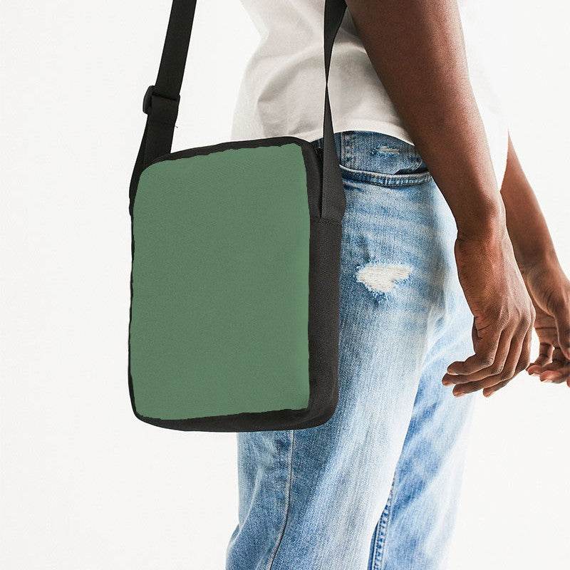 Vintage Green Messenger Pouch (G-FM-ME) - Man Side CloseUp