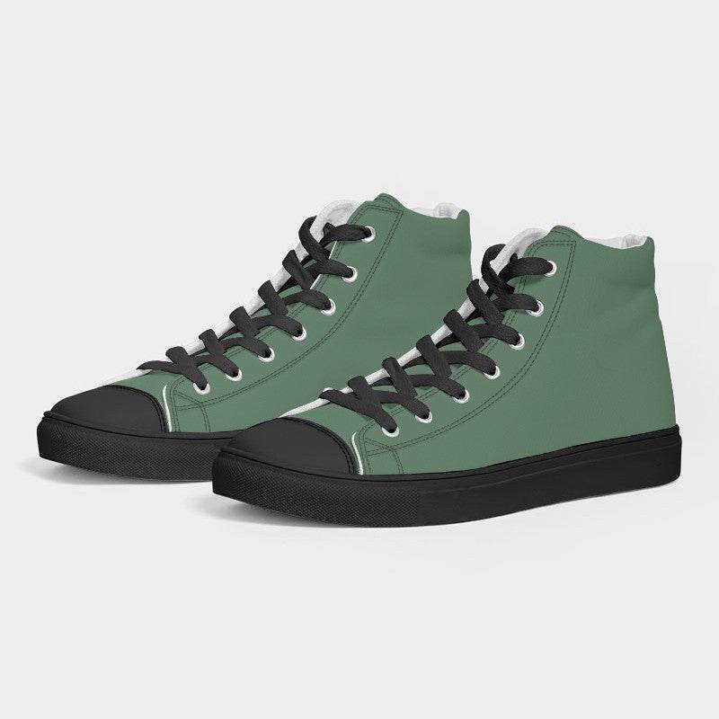 Vintage Green Women's High-Top Canvas Sneakers (G-FM-ME) - Side 3