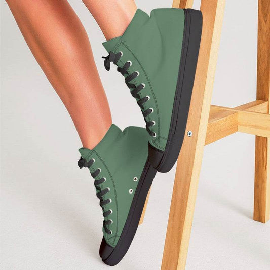 Vintage Green Women's High-Top Canvas Sneakers (G-FM-ME) - Woman CloseUp