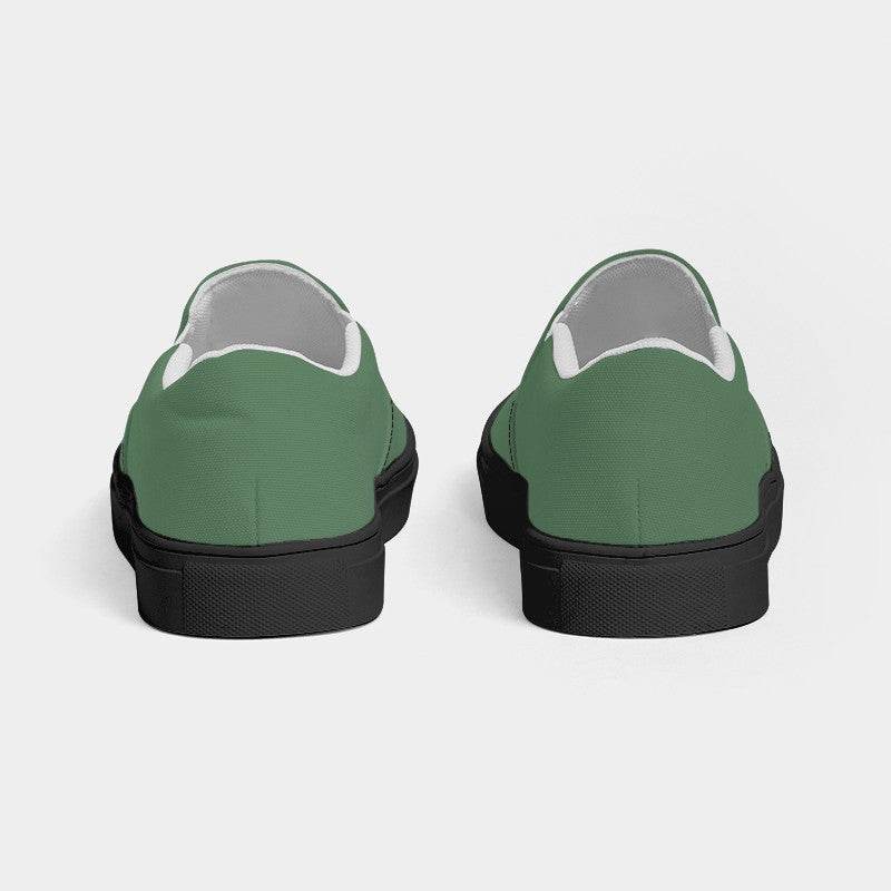 Vintage Green Women's Slip-On Canvas Sneakers (G-FM-ME) - Back