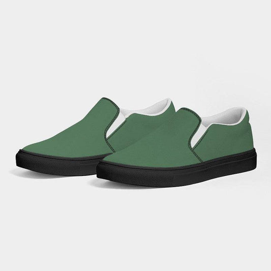 Vintage Green Women's Slip-On Canvas Sneakers (G-FM-ME) - Side 3
