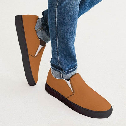 Vintage Orange Men's Slip-On Canvas Sneakers (OR1-CL-DE) - Man CloseUp