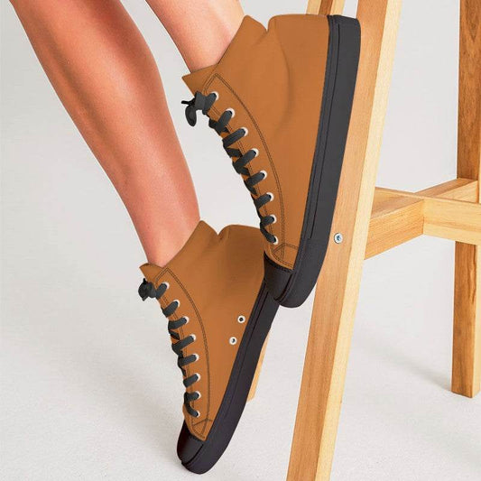 Vintage Orange Women's High-Top Canvas Sneakers (OR1-CL-DE) - Woman CloseUp