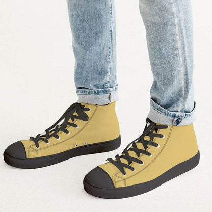 Wheat Gold Men's High-Top Canvas Sneakers (Y-ME-ML) - Man CloseUp