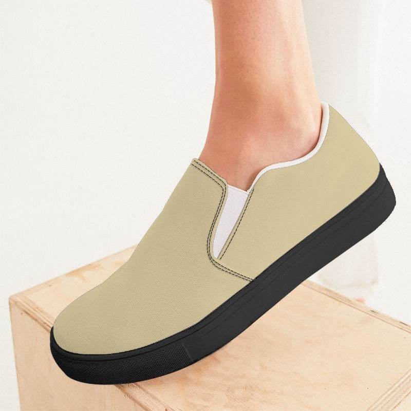 Wheat Women's Slip-On Canvas Sneakers (Y-FM-LG) - Woman CloseUp