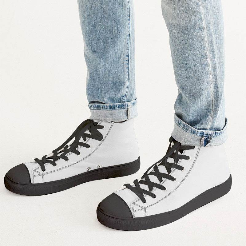 White Men's High-Top Canvas Sneakers (N-FN-WH) - Man CloseUp