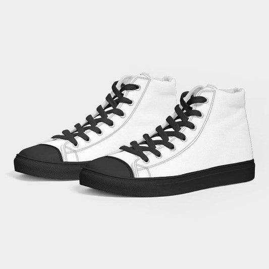 White Women's High-Top Canvas Sneakers (N-FN-WH) - Side 3