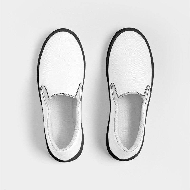 White Women's Slip-On Canvas Sneakers (N-FN-WH) - Top