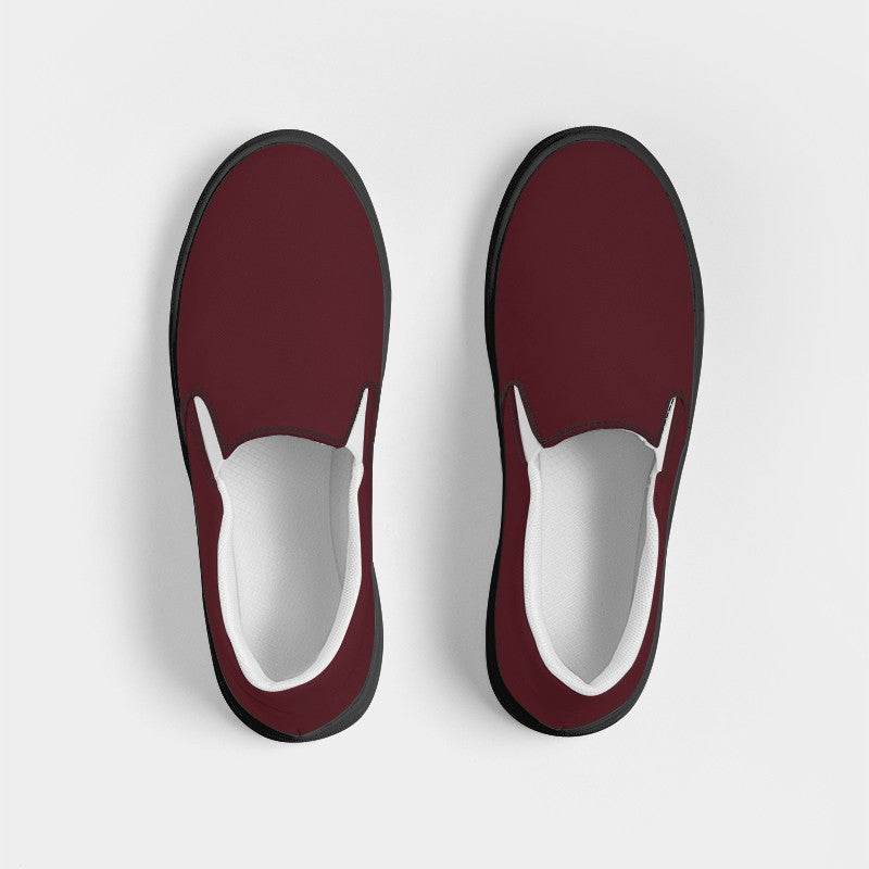 Wine Men's Slip-On Canvas Sneakers (RPI2-FM-DA) - Top