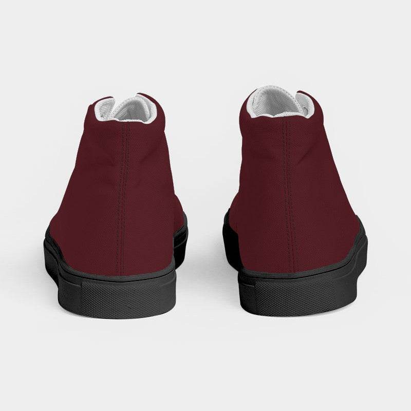 Wine Women's High-Top Canvas Sneakers (RPI2-FM-DA) - Back