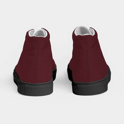 Wine Women's High-Top Canvas Sneakers (RPI2-FM-DA) - Back