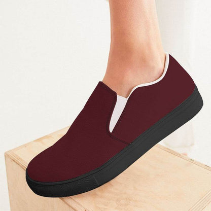 Wine Women's Slip-On Canvas Sneakers (RPI2-FM-DA) - Woman CloseUp