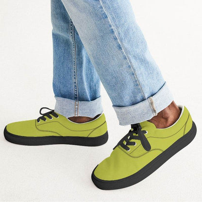 Yellow-Green Men's Canvas Sneakers (LY1-CL-ME) - Man CloseUp