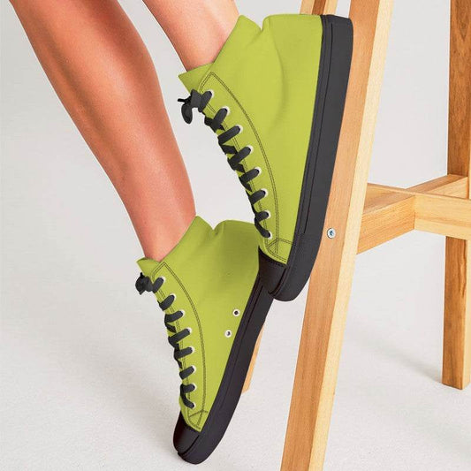 Yellow-Green Women's High-Top Canvas Sneakers (LY1-CL-ME) - Woman CloseUp