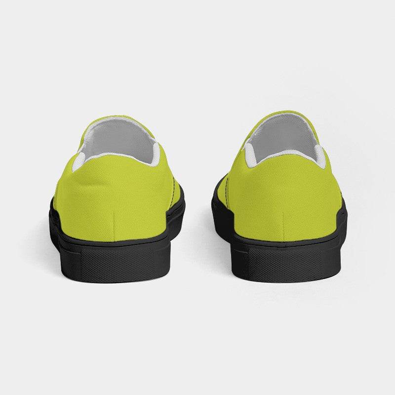 Yellow-Green Women's Slip-On Canvas Sneakers (LY1-CL-ME) - Back