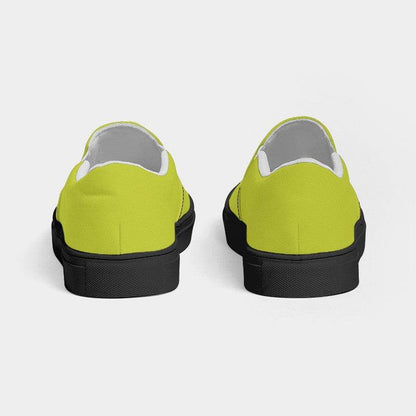 Yellow-Green Women's Slip-On Canvas Sneakers (LY1-CL-ME) - Back