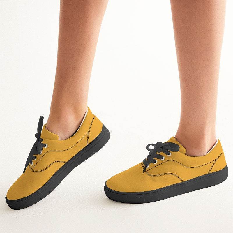 Yellow-Orange Women's Canvas Sneakers (YO2-BR-ME) - Woman CloseUp