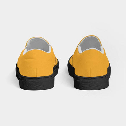 Yellow-Orange Women's Slip-On Canvas Sneakers (YO2-BR-ME) - Back