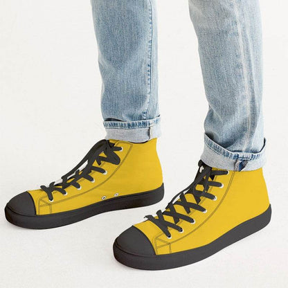 Yellow Gold Men's High-Top Canvas Sneakers (Y-BR-ME) - Man CloseUp