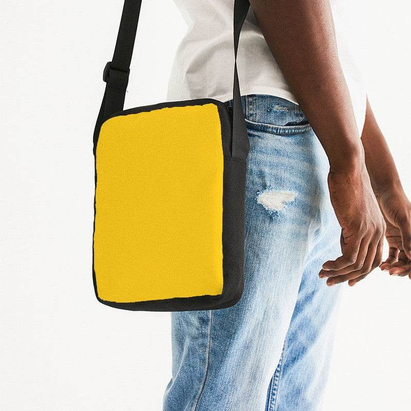Yellow Gold Messenger Pouch (Y-BR-ME) - Man Side CloseUp