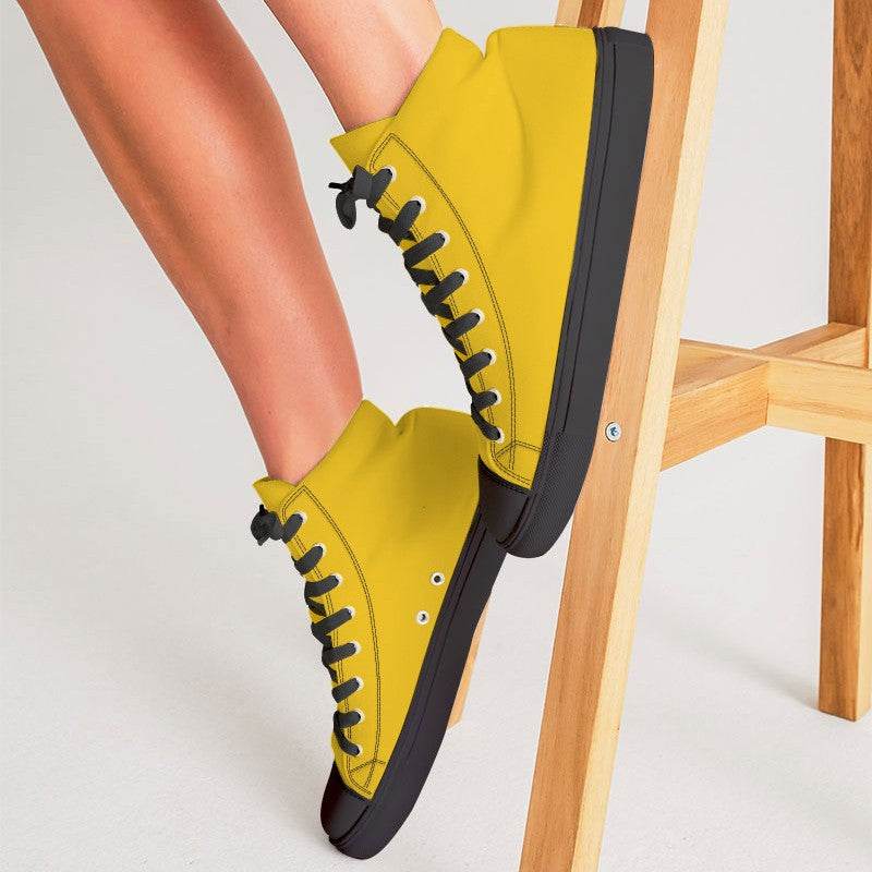 Yellow Gold Women's High-Top Canvas Sneakers (Y-BR-ME) - Woman CloseUp