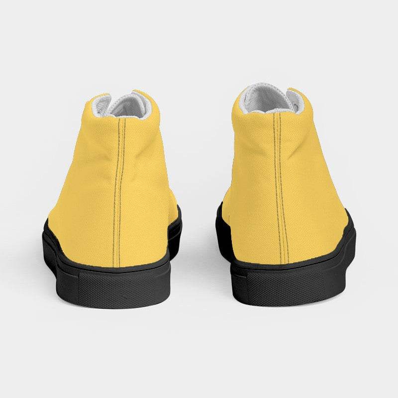 Yellow Men's High-Top Canvas Sneakers (Y-CL-LI) - Back