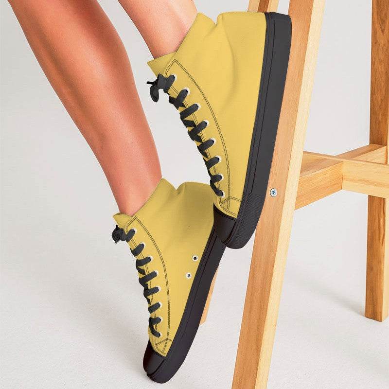 Yellow Women's High-Top Canvas Sneakers (Y-CL-LI) - Woman CloseUp