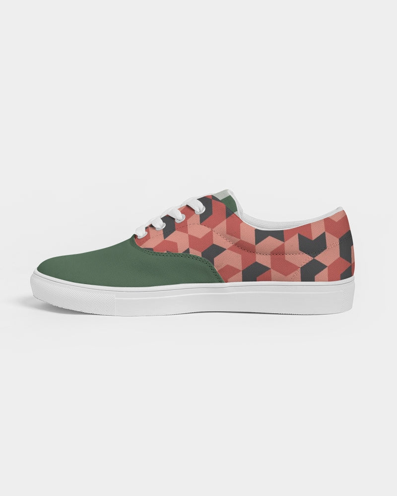 Green Red Geometric Striped | Women's | Canvas Sneakers