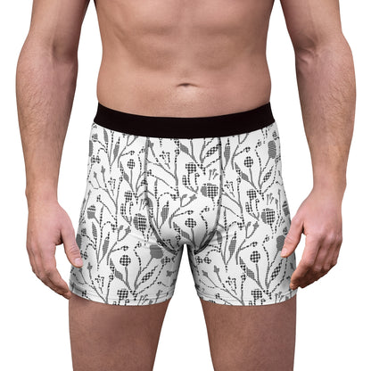 Classic Houndstooth And Floral Black And White Boxer Briefs