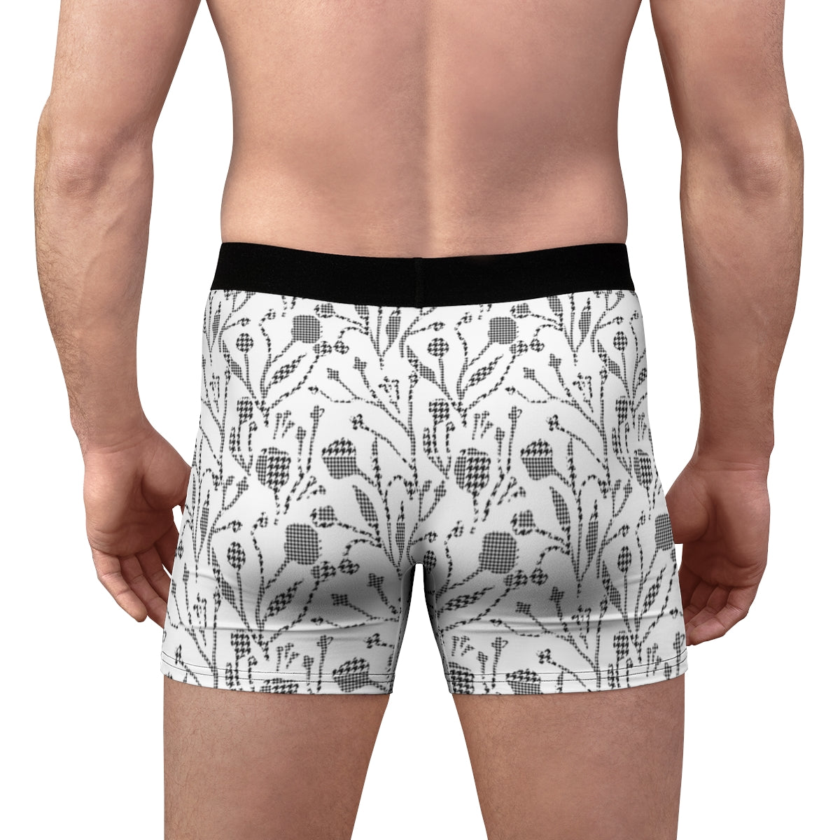 Classic Houndstooth And Floral Black And White Boxer Briefs