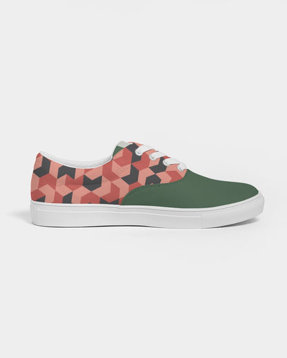 Green Red Geometric Striped | Women's | Canvas Sneakers