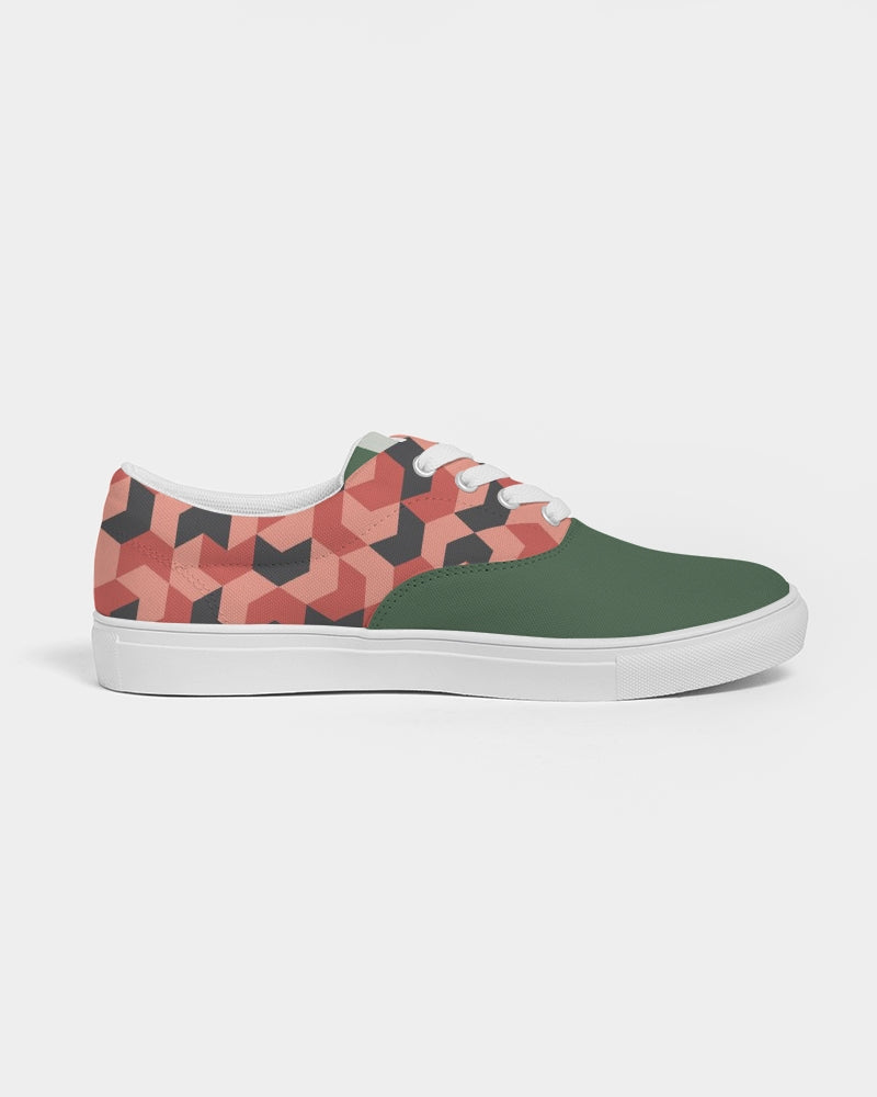 Green Red Geometric Striped | Men's | Canvas Sneakers