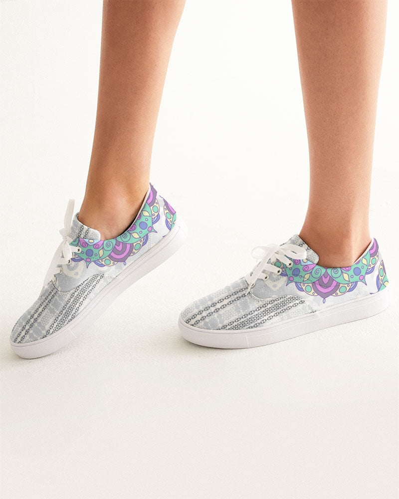 Light Blue Striped Ethnic | Women's | Canvas Sneakers